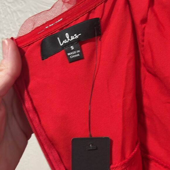 Lulus Queen Behavior Strapless Ruched Red Tulle Maxi Dress Size Small NWT - Picture 6 of 8